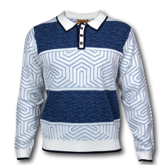 Prestige White Blue Navy Polo Sweater -SYM