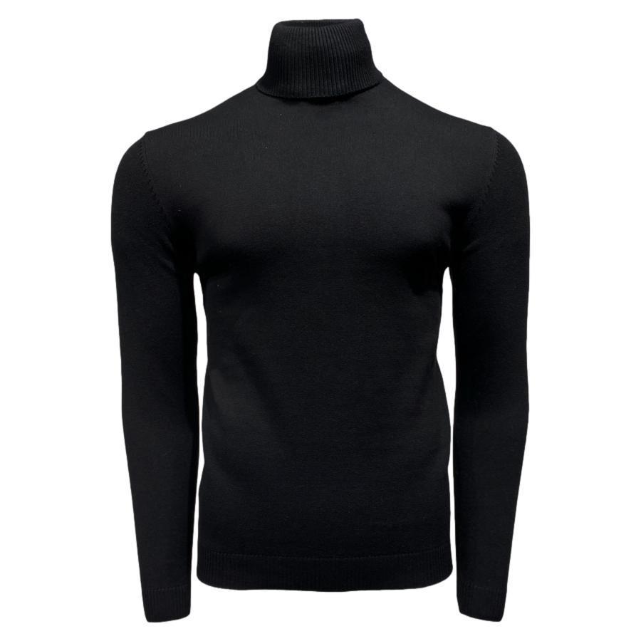 Lavane' Black Solid Turtlenecks Sweater - SYM