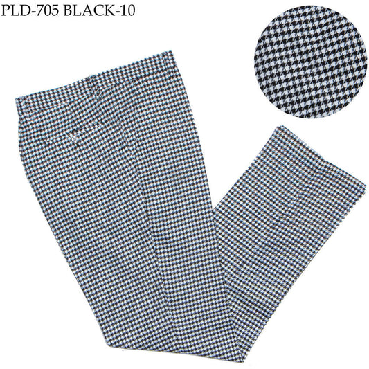 Plaid Black White Flat Front Pants - SYM