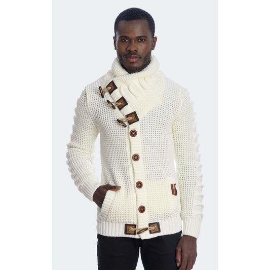 LCR Ecru White Wrap Neck Sweater