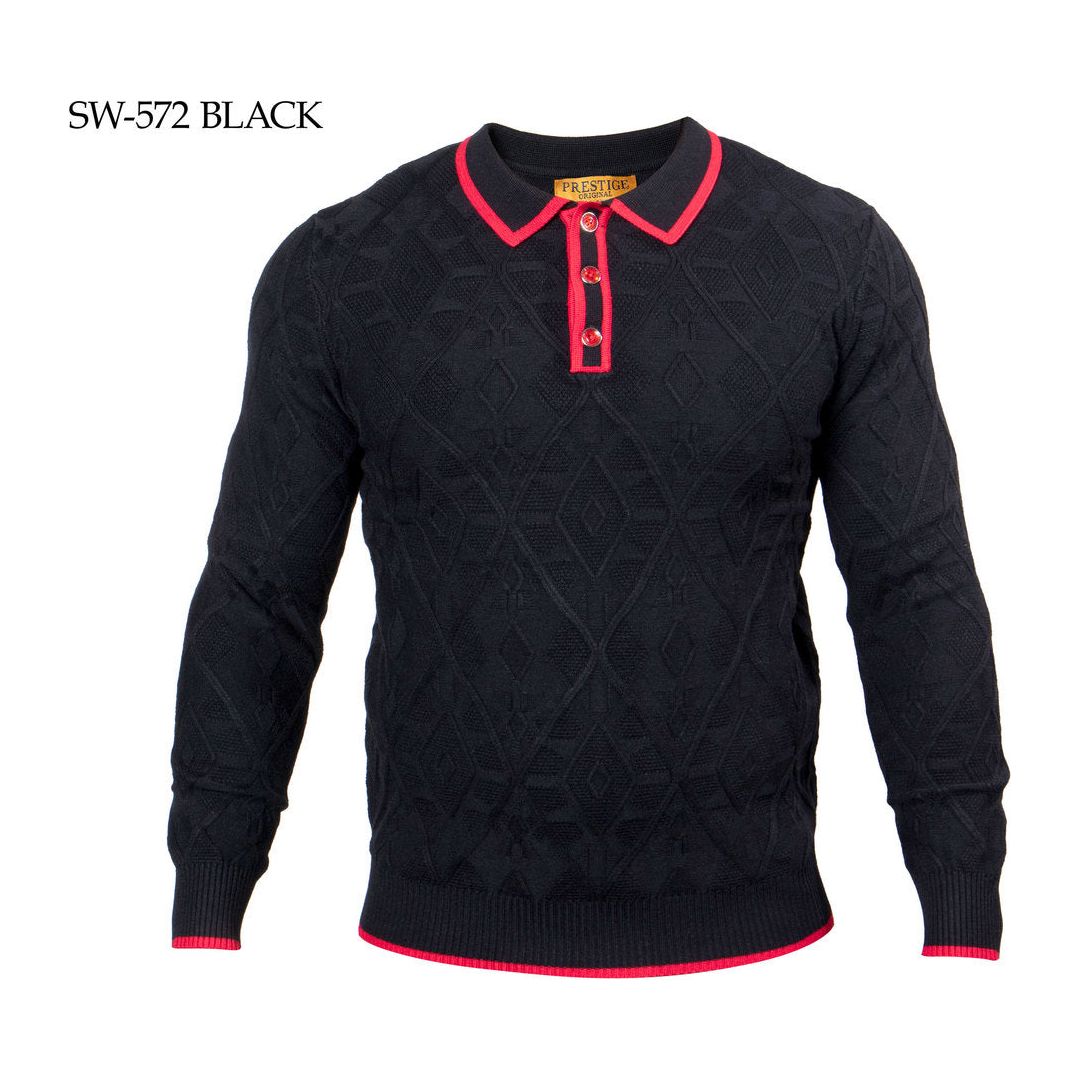 Prestige Black Red Polo Sweater SW-572-BLACK