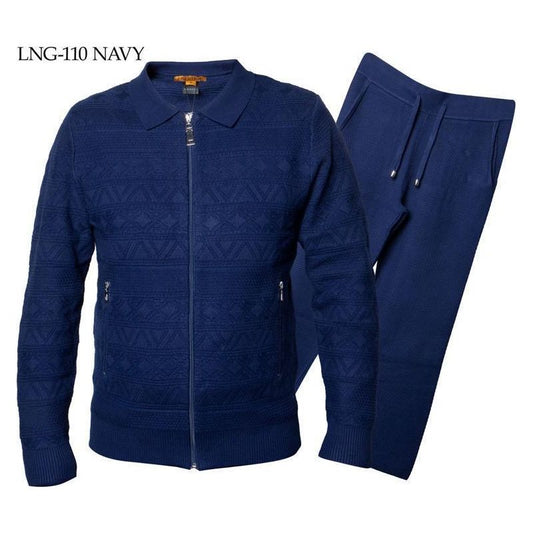 Prestige Navy Sweater Luxury Jogger Suit - LNG-110-NAVY