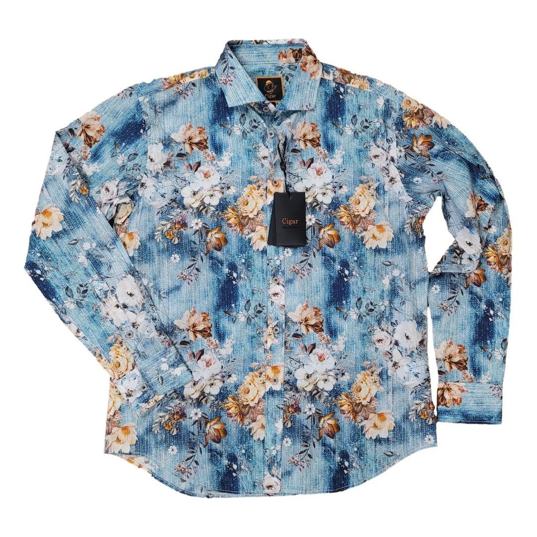 Cigar Blue Turquoise Casual Shirt