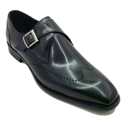 Carrucci Black Single Monkstrap Wingtip Loafer Dress Shoes