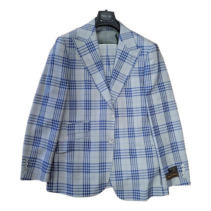 Tiglio Prossecco Gray Blue Plaid 3 Piece Suit -TL4269