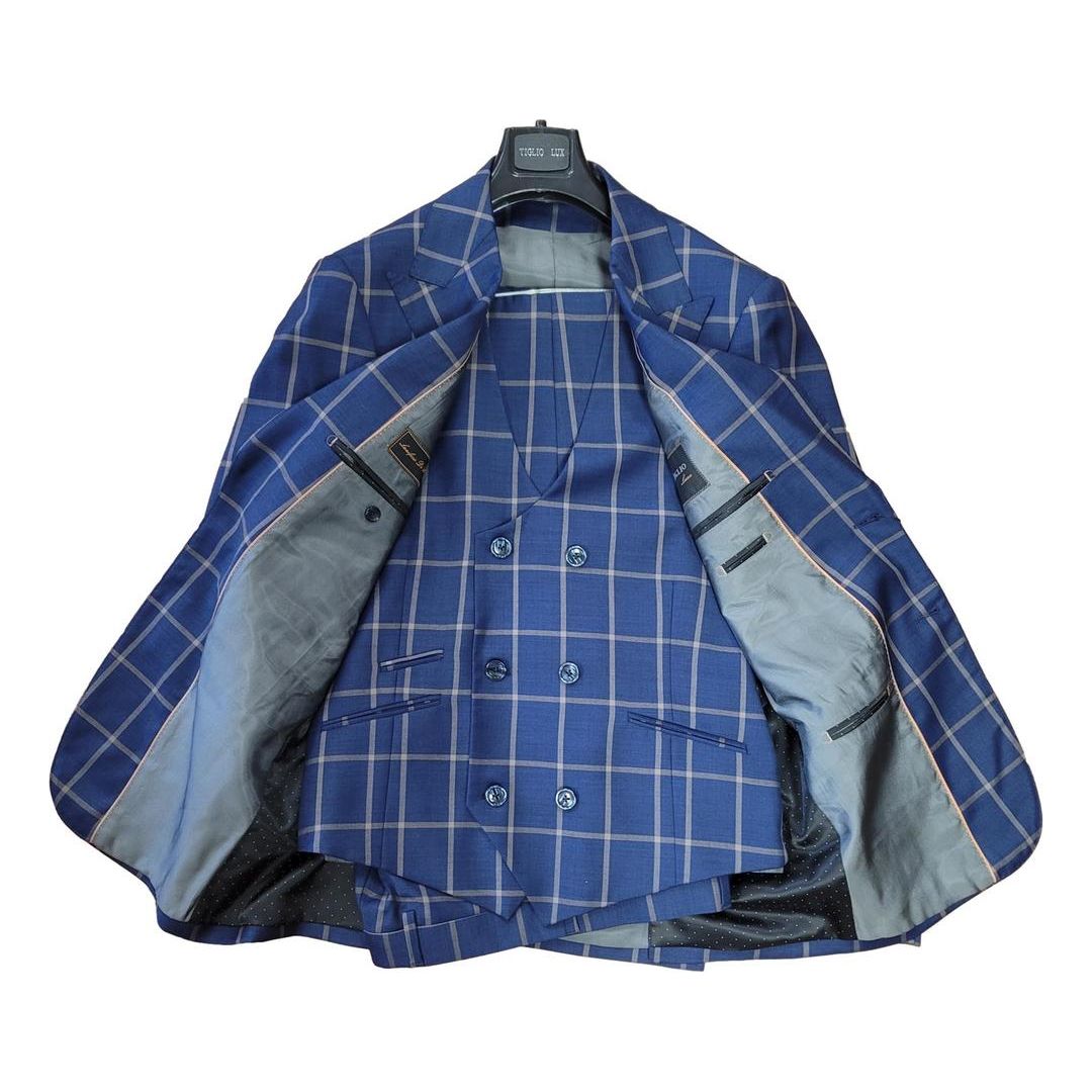 Tiglio Prossecco Blue Tan 3PC Suit - TL3345