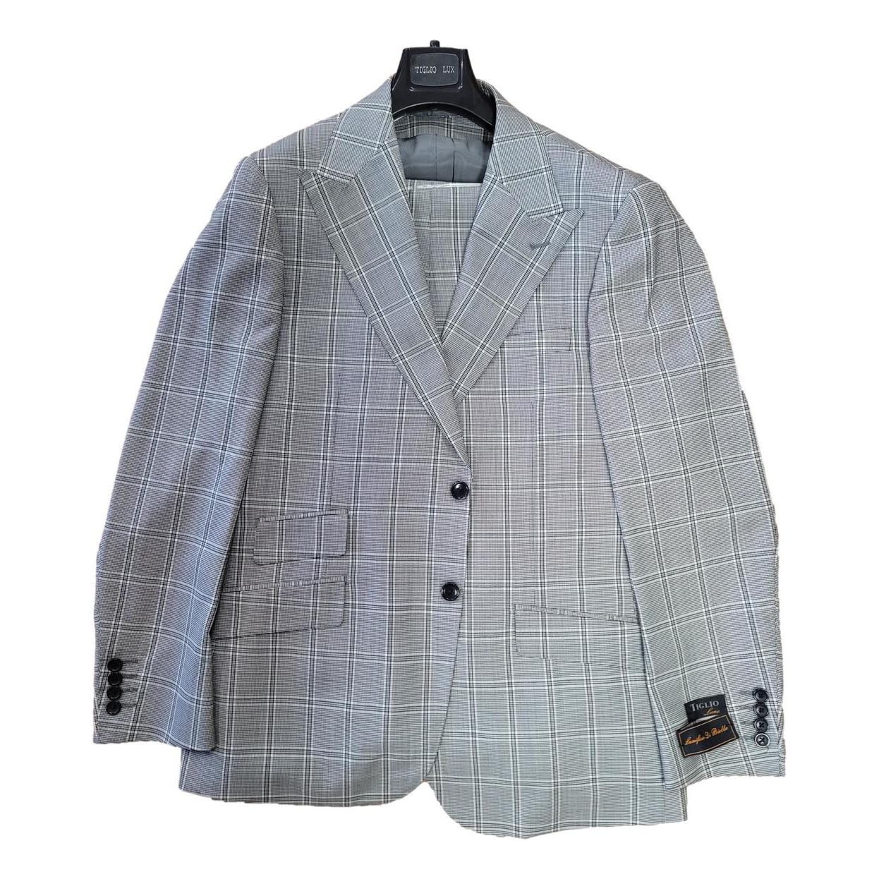 Tiglio Prossecco Gray Black Plaid 3PC Suit - TL4225