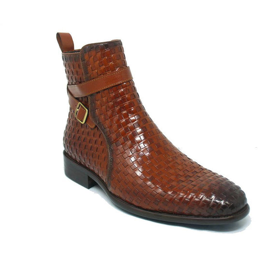 Carrucci Whiskey Brown Basket Weave Buckle Boots