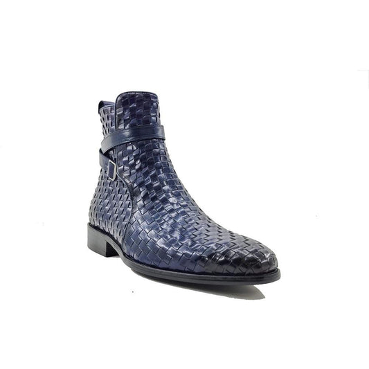 Carrucci  Navy Basket Weave Buckle Boots