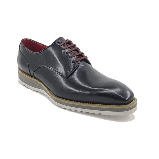 Carrucci Black Leather Lace-Up Derby Sneaker
