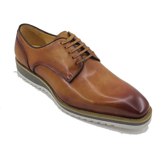Carrucci Cognac Leather Casual Sneaker Shoes