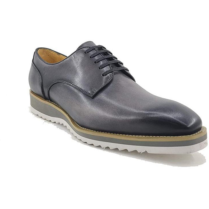 Carrucci Gray Leather Casual Sneaker Shoes