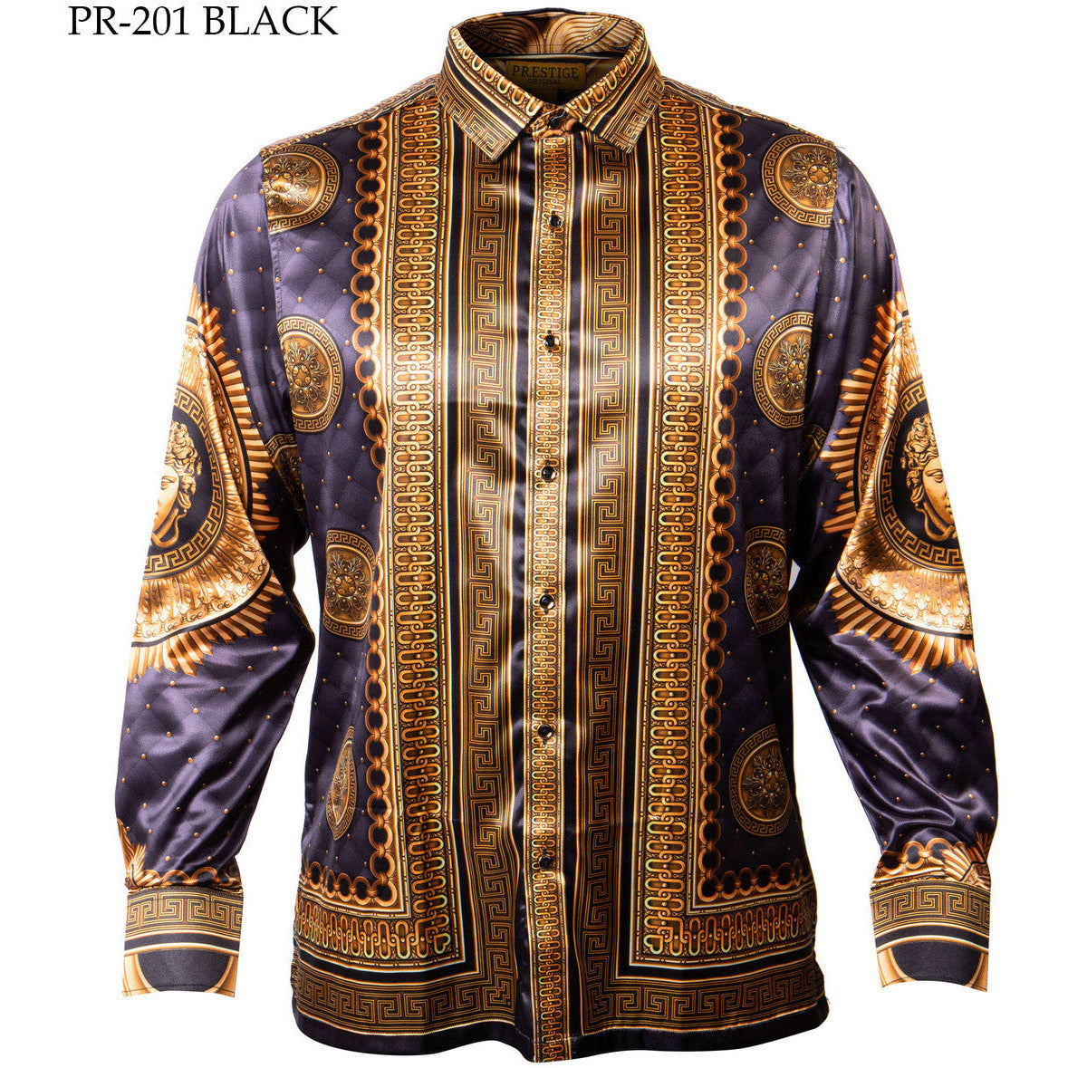 PRESTIGE VERSACE INSPIRED BLACK GOLD PRINT SHIRT – suit-yourself