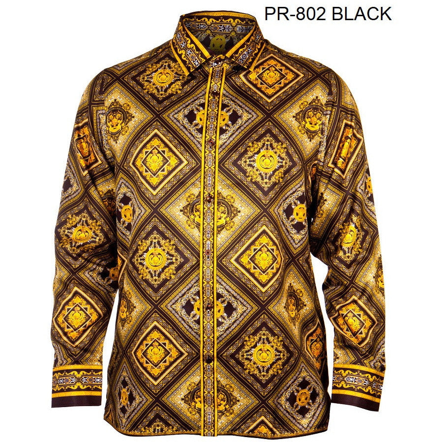 PRESTIGE BUTTON DOWN BLACK  VERSACE INSPIRED SHIRT