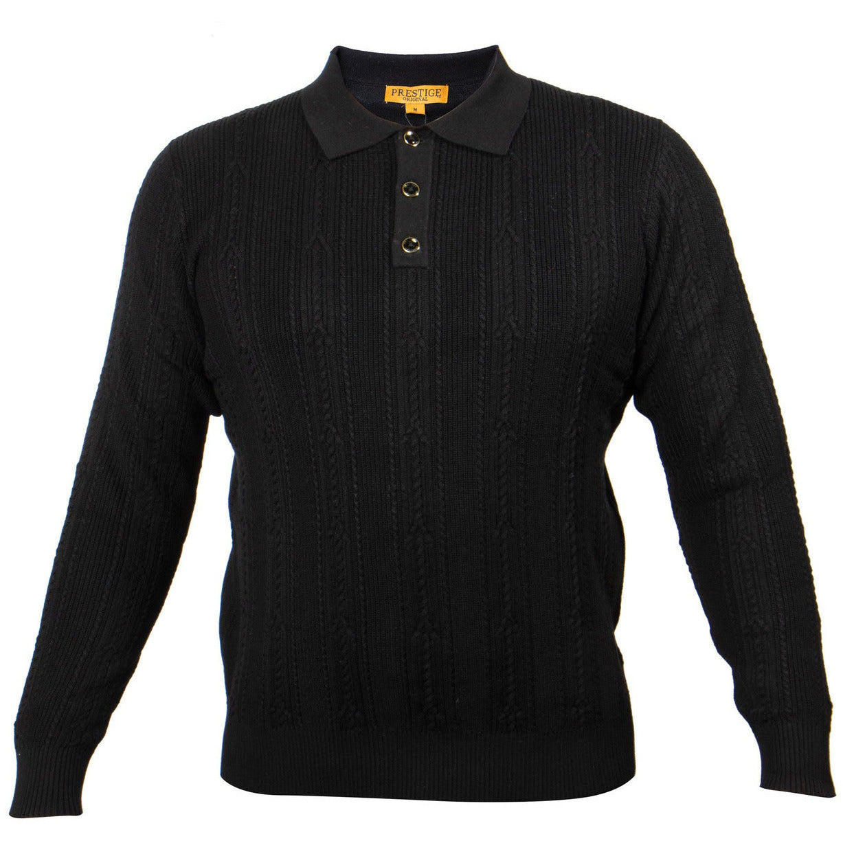 Prestige Black Polo Cable Shirt Sweater