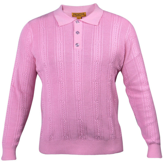 Prestige Pink Polo Cable Shirt Sweater