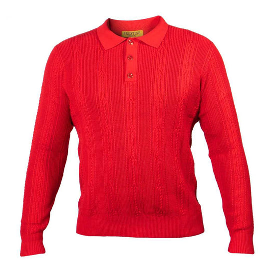 Prestige Polo Cable Sweater FSW-300-RED