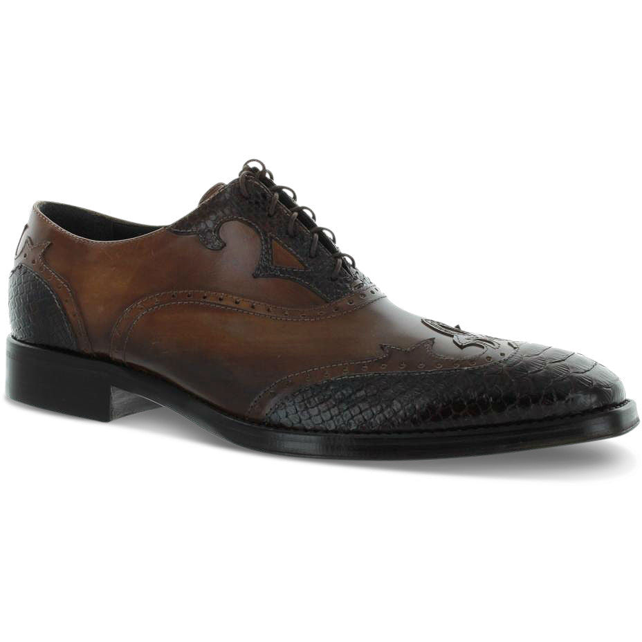 Jo Ghost Brown Python Wingtip Leather Uomo Diver