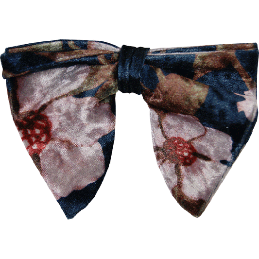 Navy Blush Floral Velvet Butterfly Tear Drop Bowtie