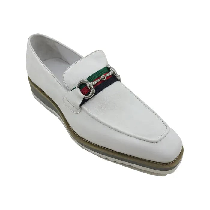 Carrucci White Horsebit Buckle Casual Loafer