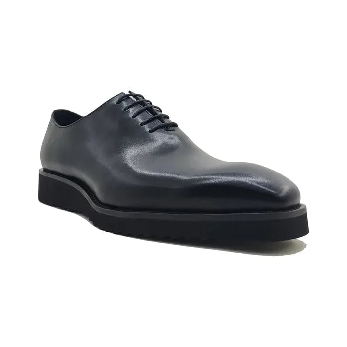 Carrucci Black Whole Cut Brogue Casual Shoe - KS518-01-BLK