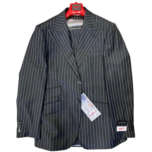 Tiglio Rosso Marbella 3PC Grey Pinstripe Wide Leg Wool Suit LV13786/2